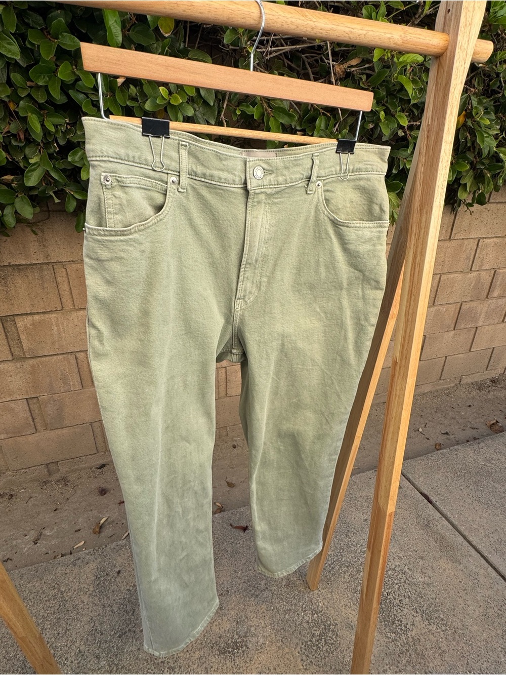 Everlane The Way-High Sage Green Straight Jeans